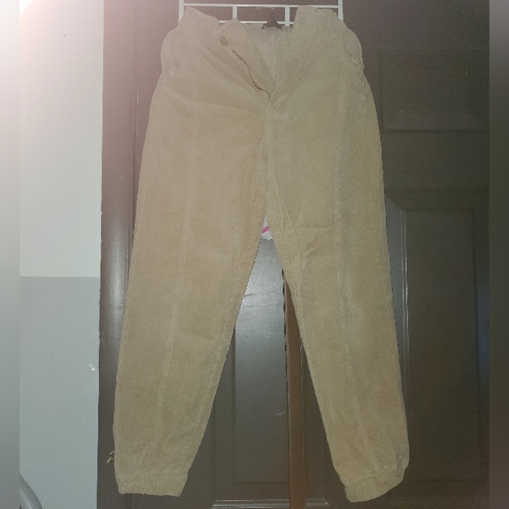 Tan Corduroy Jogger Style Pants